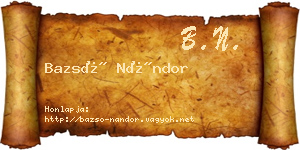 Bazsó Nándor névjegykártya
